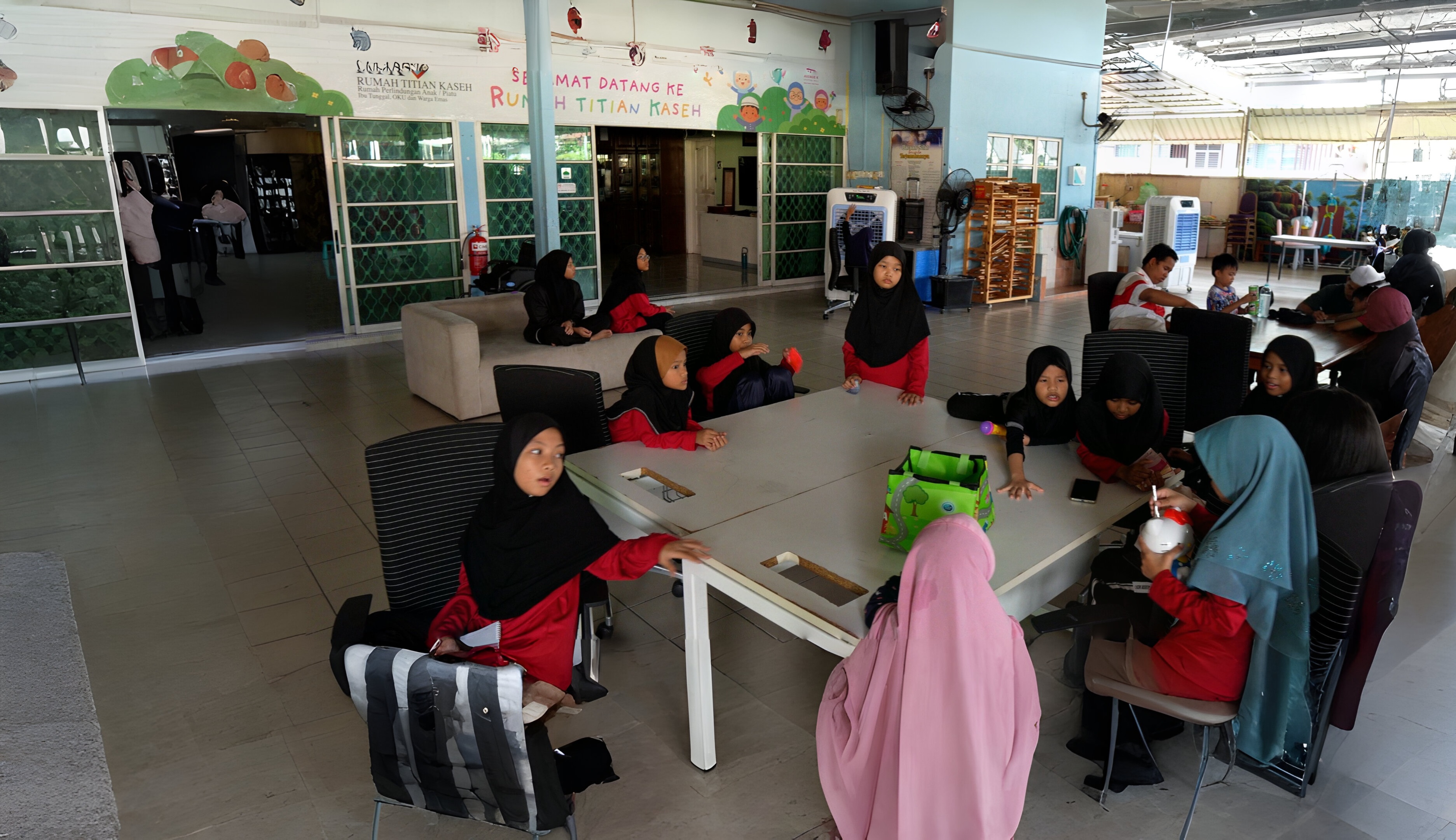 Children enjoying meal